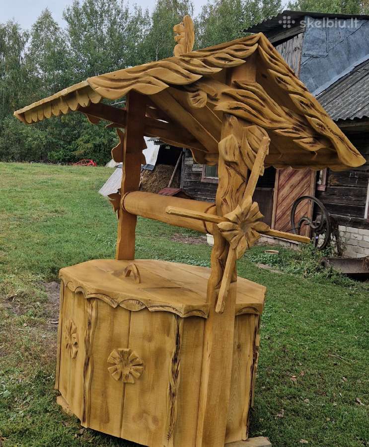 Pavėsinės,šulinio apdaila,mediniai liūtai,paukšiai - nuotraukos Nr. 21