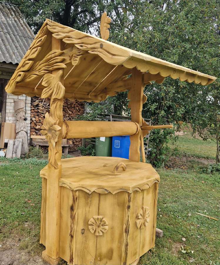 Pavėsinės,šulinio apdaila,mediniai liūtai,paukšiai - nuotraukos Nr. 22