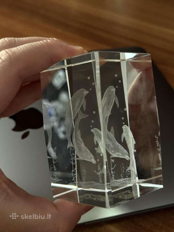 3D Lazerinio Stiklo Skulptūra su delfinais - nuotraukos Nr. 3
