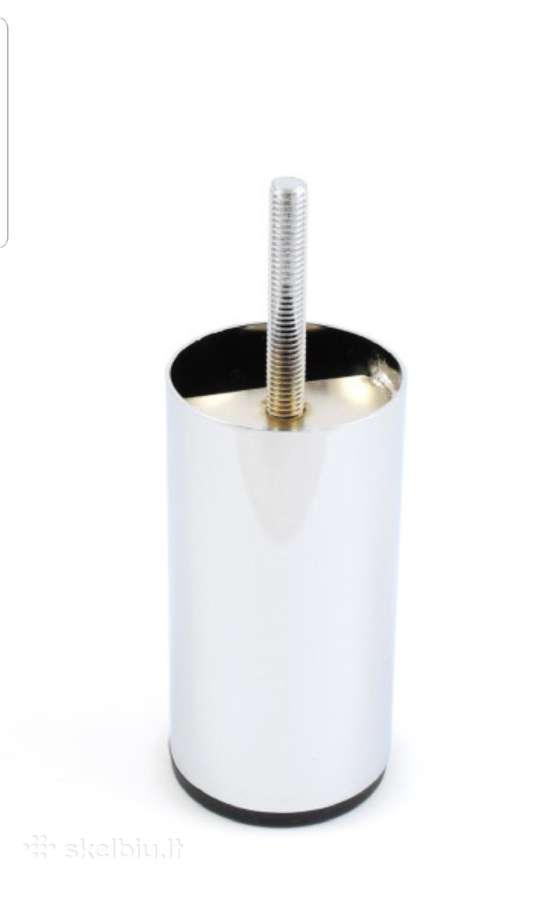 Apvalios chromuotos baldinės kojelės H150 mm.