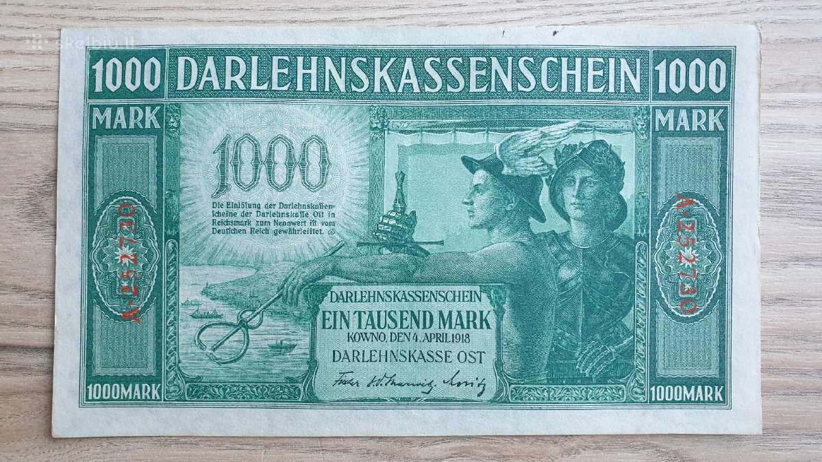 1918 Vokietija Ost Lietuva Lenkija 1000 Mark