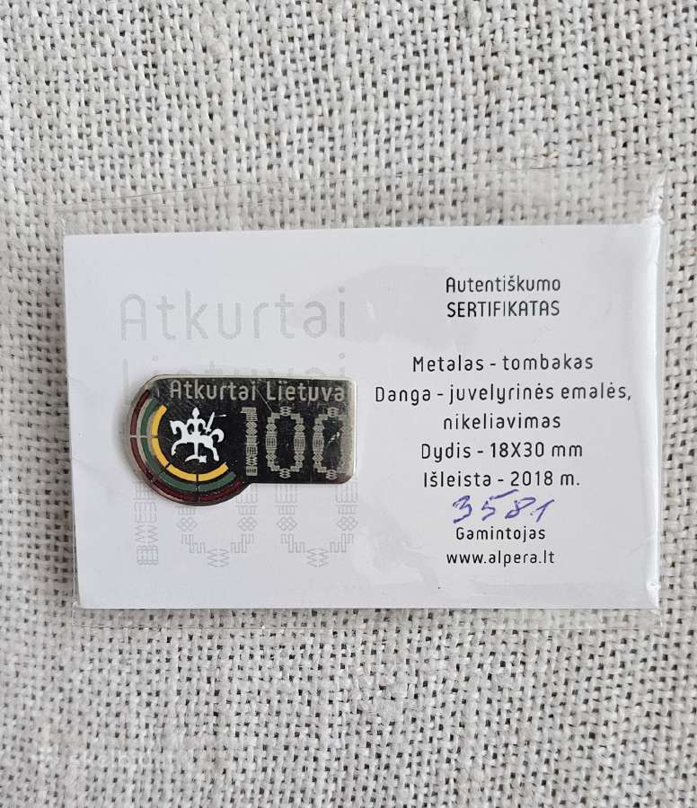 Retas ženkliukas"atkurtai Lietuvai 100m."