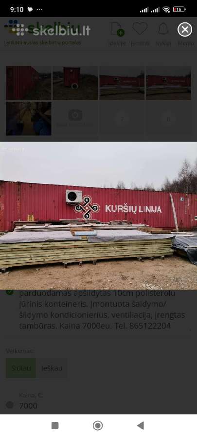 Apsildytas Jurinis konteineris