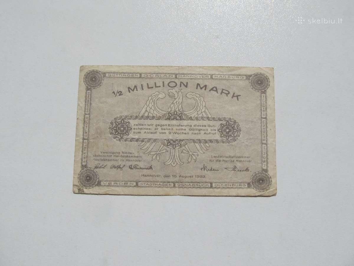 1/2 milijono markiu , Hanover Vokietija , 1923 - nuotraukos Nr. 2