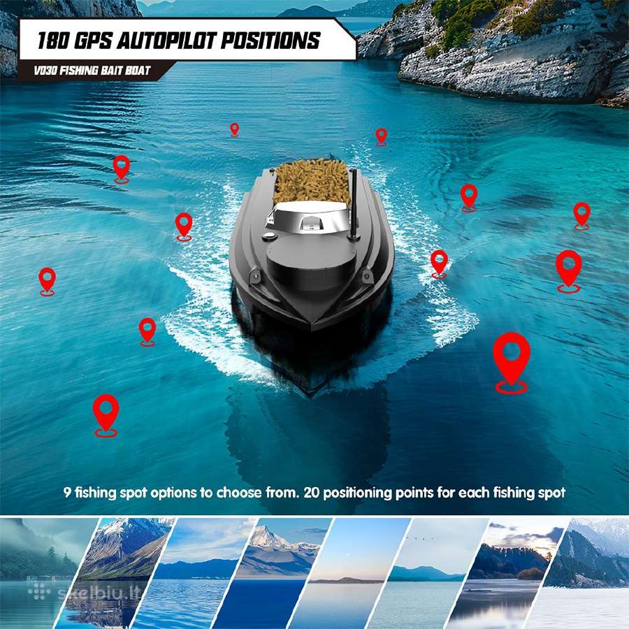 Flytec V030 Žvejybos pašarų laivelis 180gps Tasku - nuotraukos Nr. 11