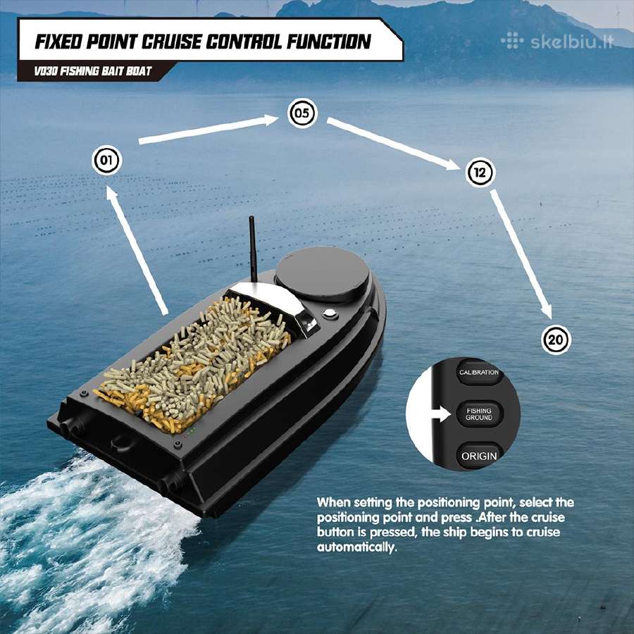 Flytec V030 Žvejybos pašarų laivelis 180gps Tasku - nuotraukos Nr. 12