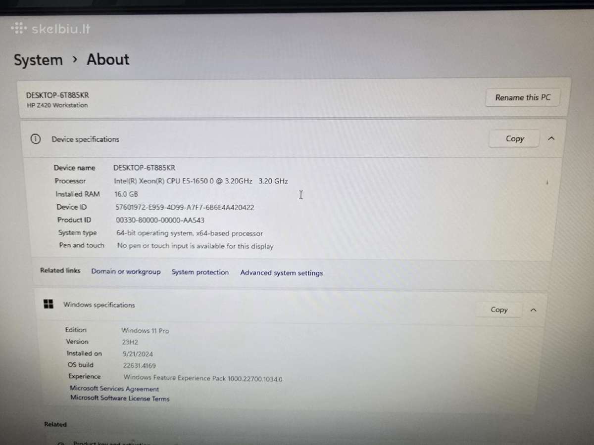 Pc Darbui/žaidimams E5-1650 3.2ghz - nuotraukos Nr. 9
