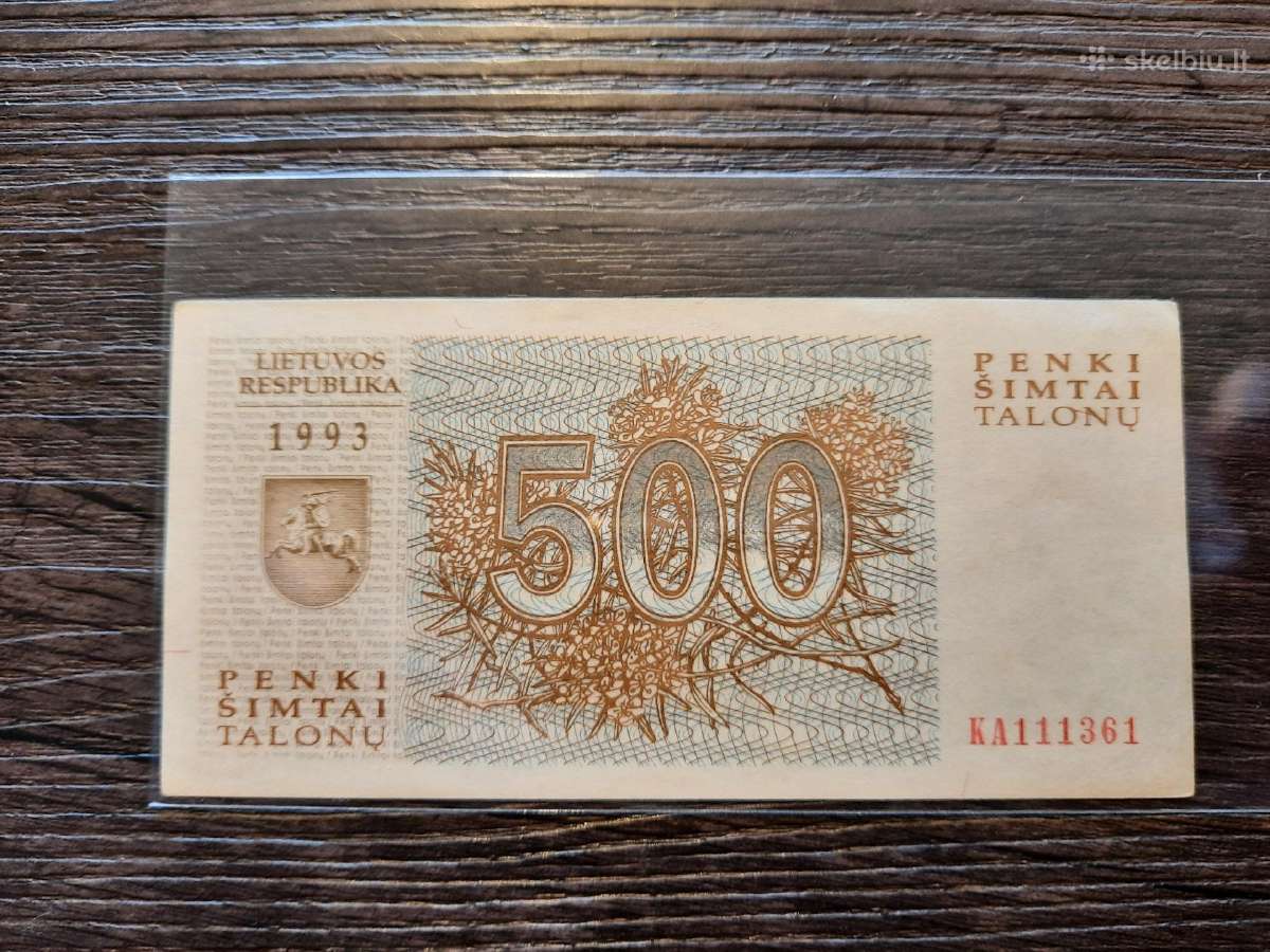 500 talonu 1993 - 111 numeryje - 2 iš eilės (2vnt) - nuotraukos Nr. 2