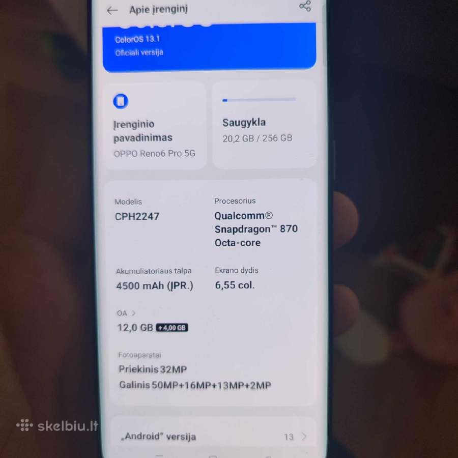 Oppo reno 6 pro 5G 12/256gb - Skelbiu.lt