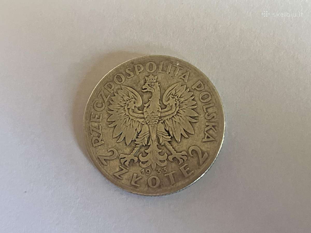 Karalienės Jadvygos 2 zlotų sidabrinė moneta - nuotraukos Nr. 2