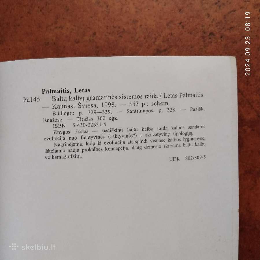 Palmaitis "Baltų kalbų gramatinės sistemos raida" - nuotraukos Nr. 7
