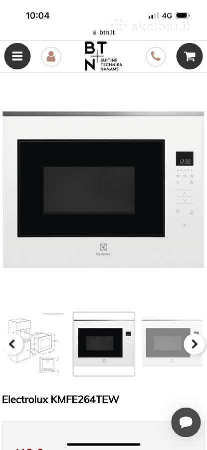 Įmontuojama mikrobangų Electrolux Kmfe264tew