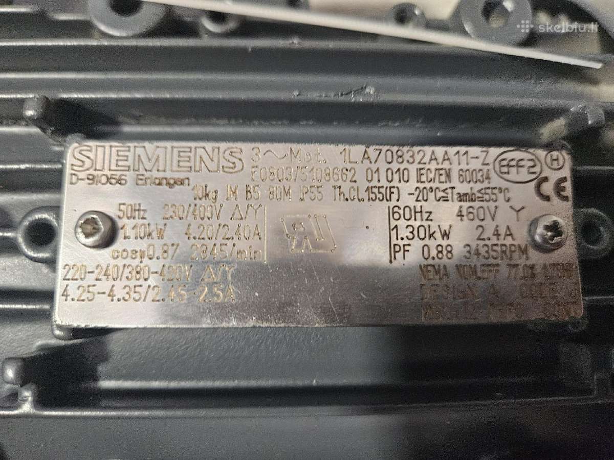 Elektros variklis Siemens 1la7083-2aa11-z - nuotraukos Nr. 2