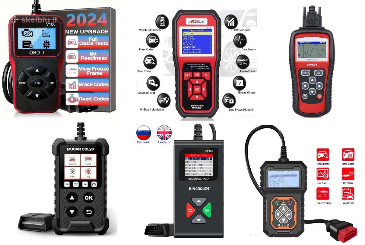 Daug modelių! Diagnostikos laidas – skaneris Obd2