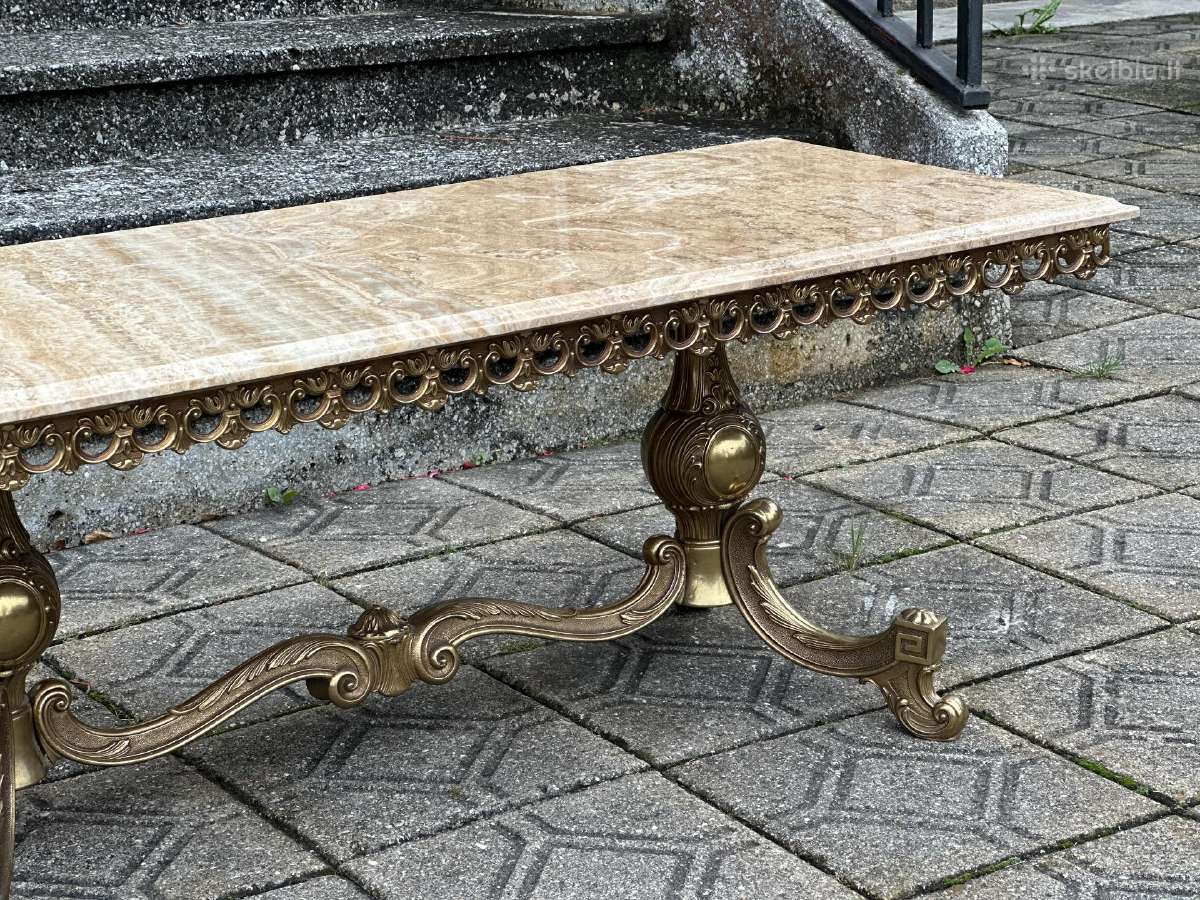 Antikvarinis kavos staliukas su marmuru - nuotraukos Nr. 7