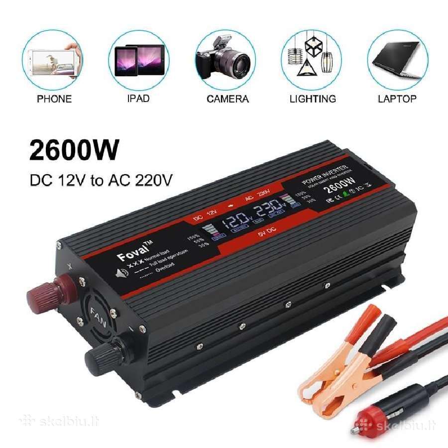 Įtampos keitiklis – inverteris 12v-220v 2000w - nuotraukos Nr. 7