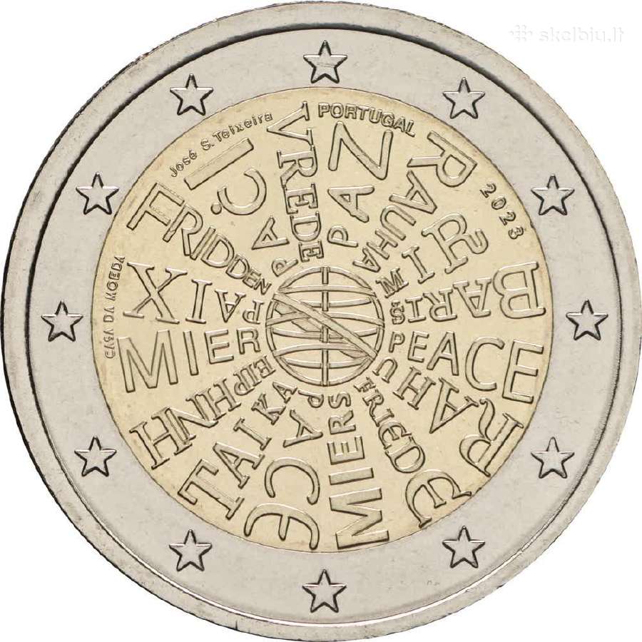 Portugalija 2023 2 euro Taika Unc ritinėliai. - nuotraukos Nr. 2