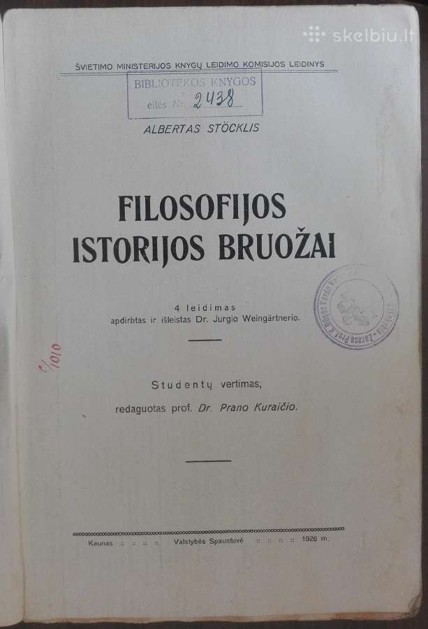 1770. Filosofijos Istorijos Bruožai A. Stocklis 19 - nuotraukos Nr. 2