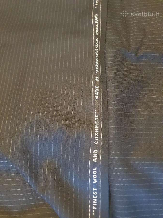 Kašmyro vilnos juodas kostiuminis audinys