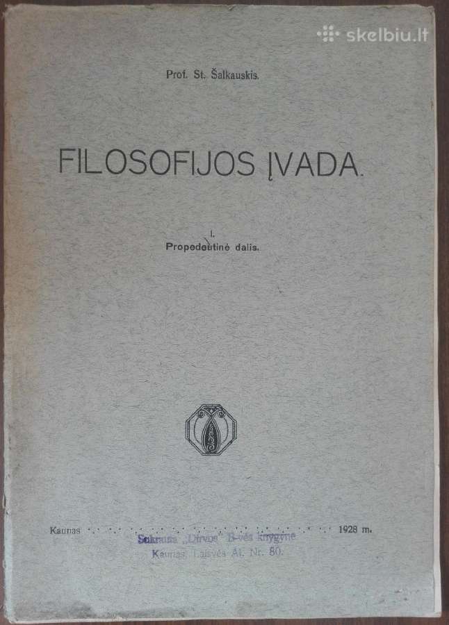 1772. Filosofijos Įvada St. Šalkauskis