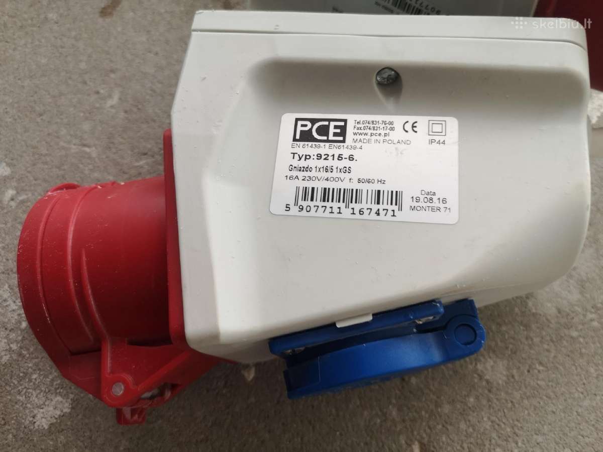 Pce pramoniniai elektros lizdai 16a 400v/230v - nuotraukos Nr. 2