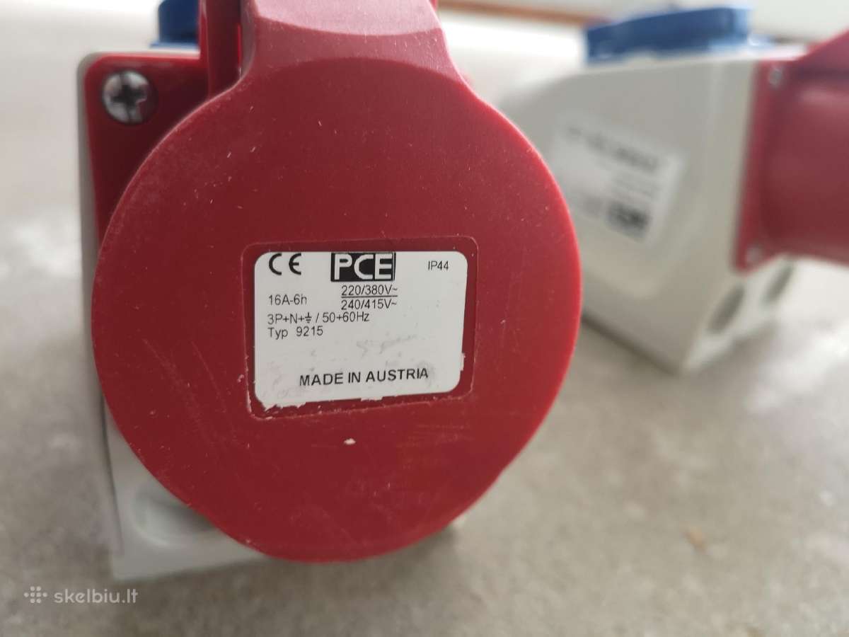Pce pramoniniai elektros lizdai 16a 400v/230v - nuotraukos Nr. 3