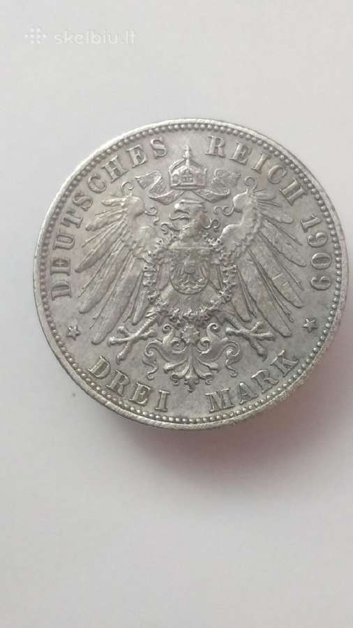 3 markės Vokietija 1909m. - nuotraukos Nr. 2