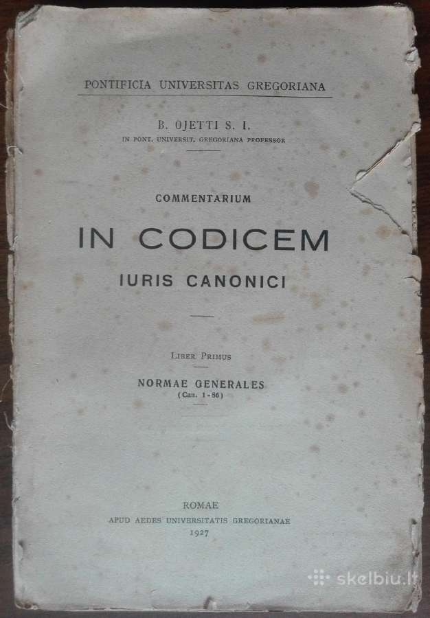 1795. Commentarium In Codicem Iuris Canonici (Kano