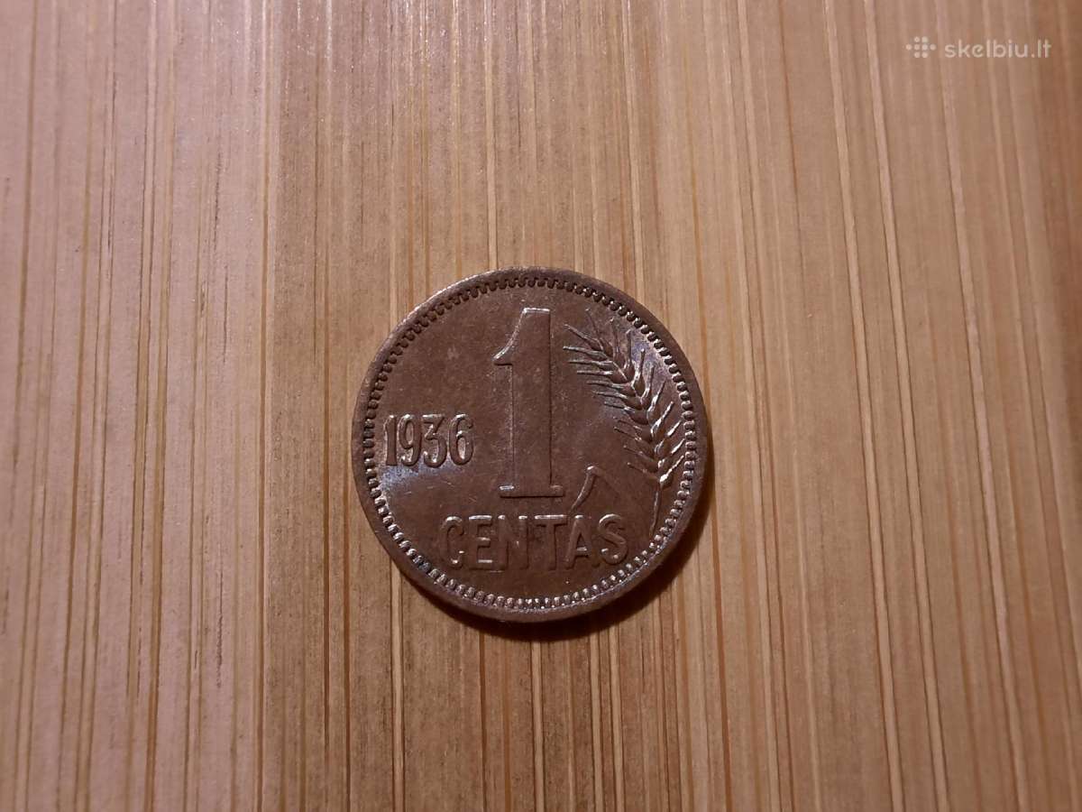 1 centas 1936 - Lietuva - Stovis - nuotraukos Nr. 2