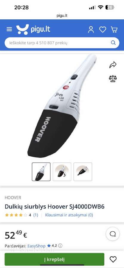 Dulkių siurblys Hoover (automobiliui) - nuotraukos Nr. 4