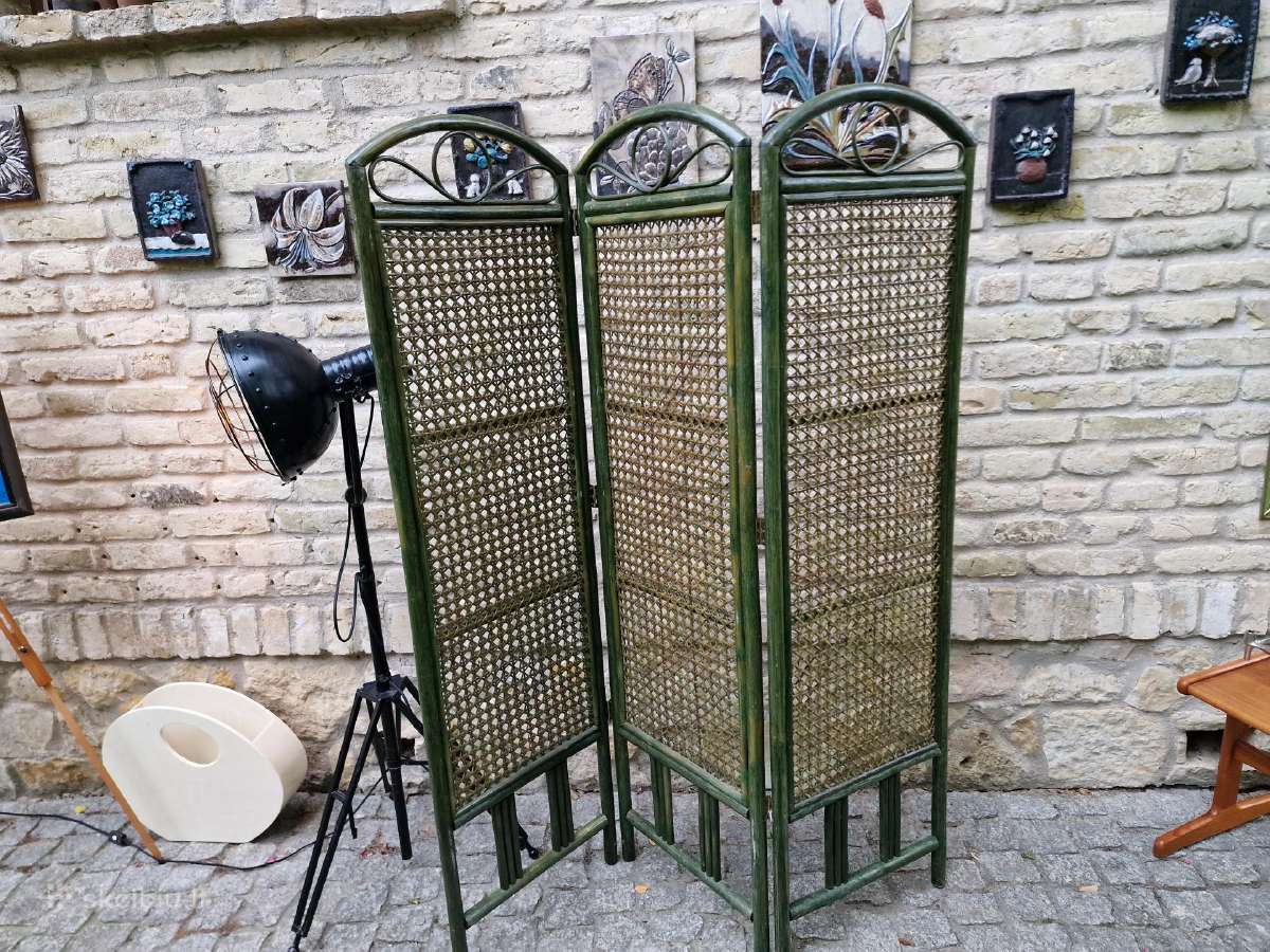 Vintažinė mid century bambukinė širma - nuotraukos Nr. 14