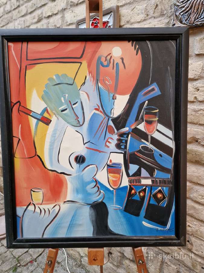 Vintažiniai mid century abstrakcionizmo darbai - nuotraukos Nr. 4