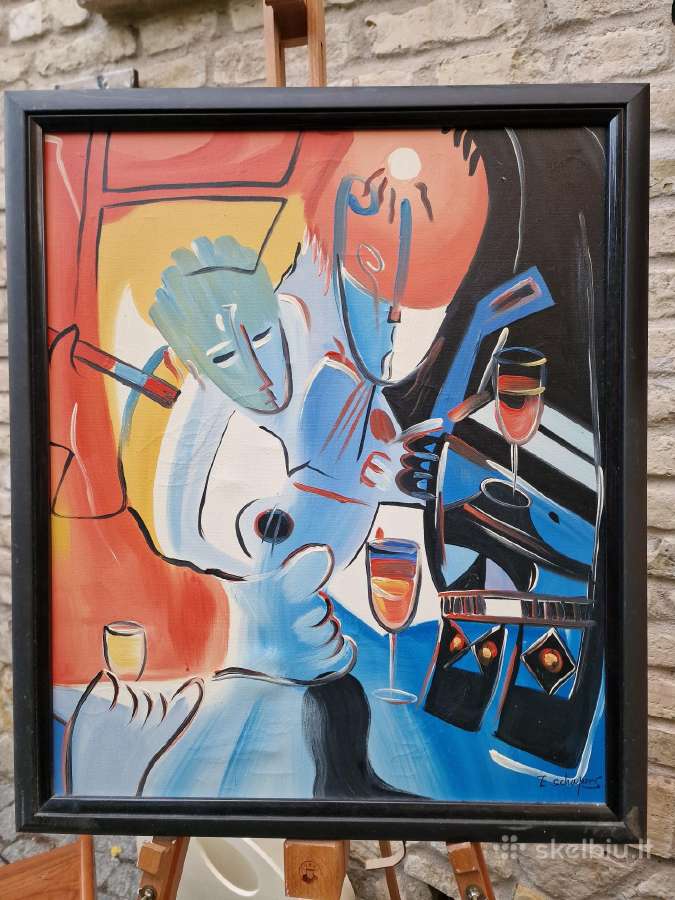 Vintažiniai mid century abstrakcionizmo darbai - nuotraukos Nr. 7