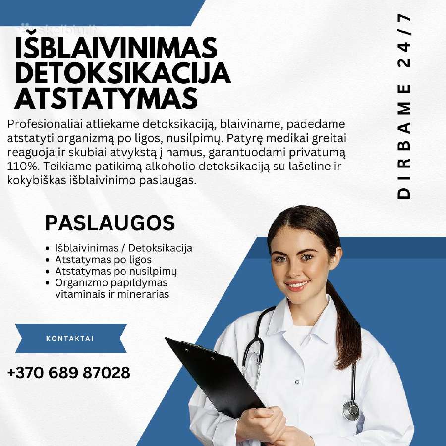 Išblaivinimas, detoksikacija, atstatymas 24/7