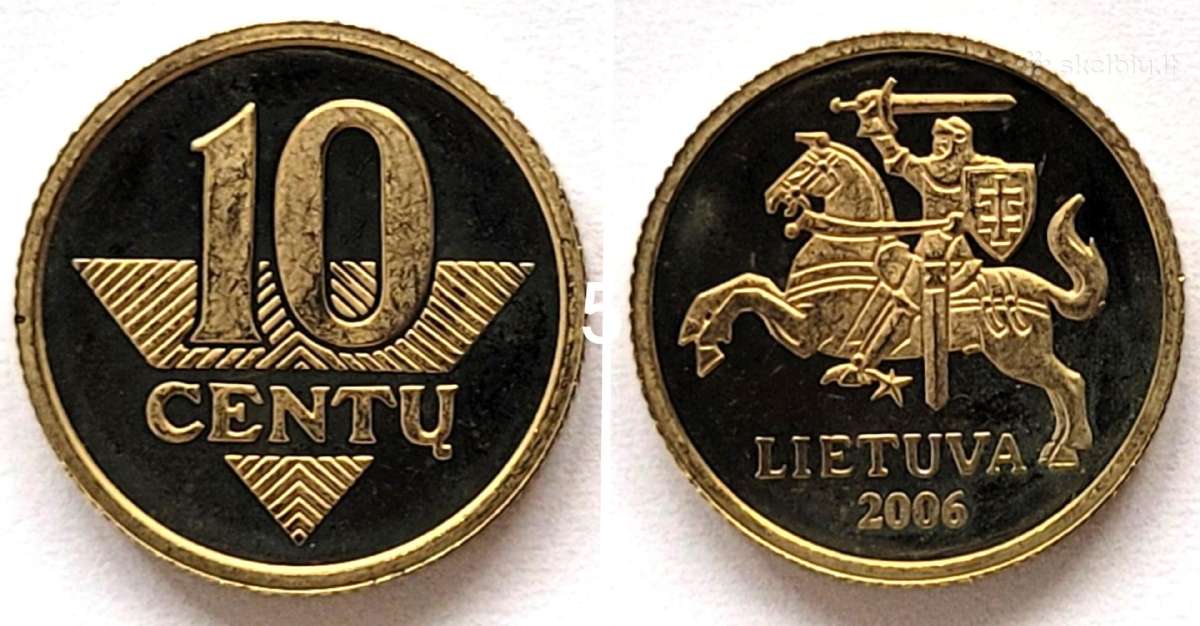 Lietuviška 2006 m. 10 centų Proof-like moneta - nuotraukos Nr. 2