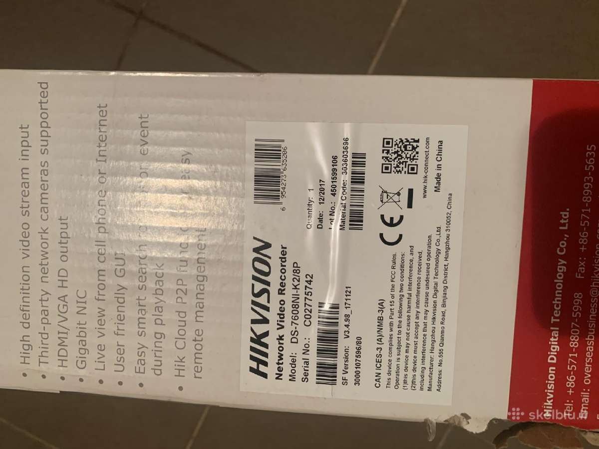 Skubiai parduodamas Hikvision DS-7608ni-k2/8p Nvr - nuotraukos Nr. 3