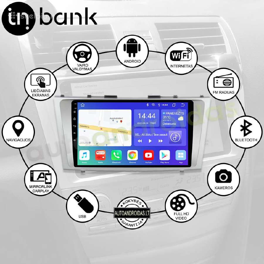 Toyota Camry 2006-11 Android multimedija WiFi/GPS - nuotraukos Nr. 2