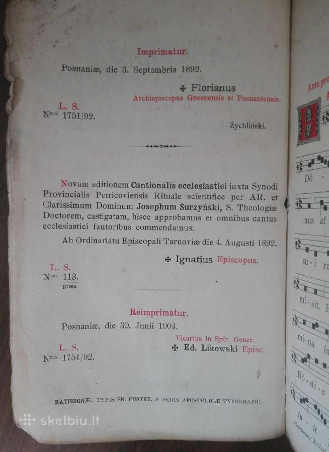 1805. Cantionale Ecclesiasticum Ad Normam Ritualis - nuotraukos Nr. 4