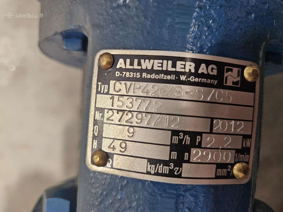 Allweiler Cvp426/8-s/c5 siurblys + variklis 2.2 kw - nuotraukos Nr. 5