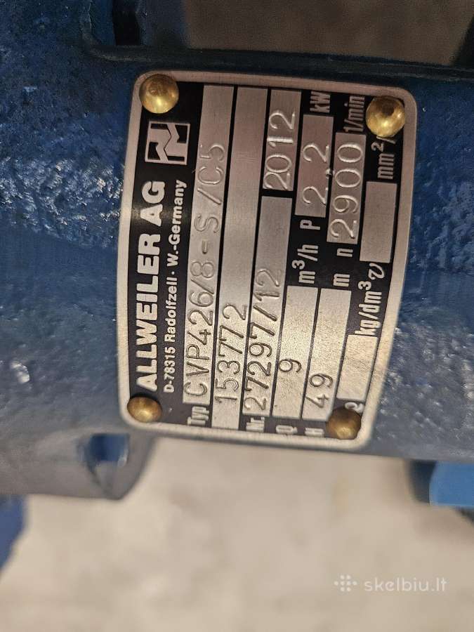 Allweiler Cvp426/8-s/c5 siurblys + variklis 2.2 kw - nuotraukos Nr. 6