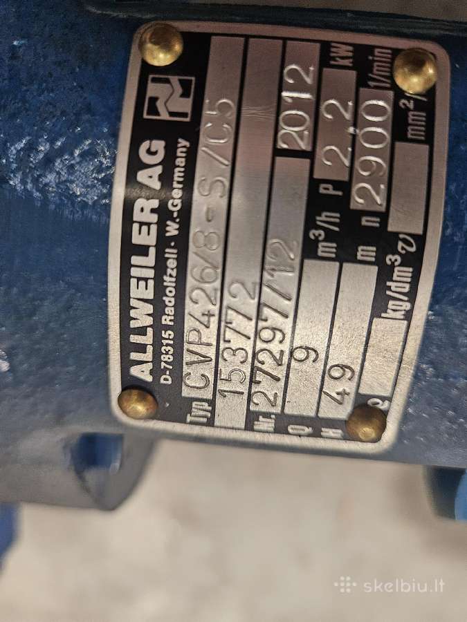 Allweiler Cvp426/8-s/c5 siurblys + variklis 2.2 kw - nuotraukos Nr. 7