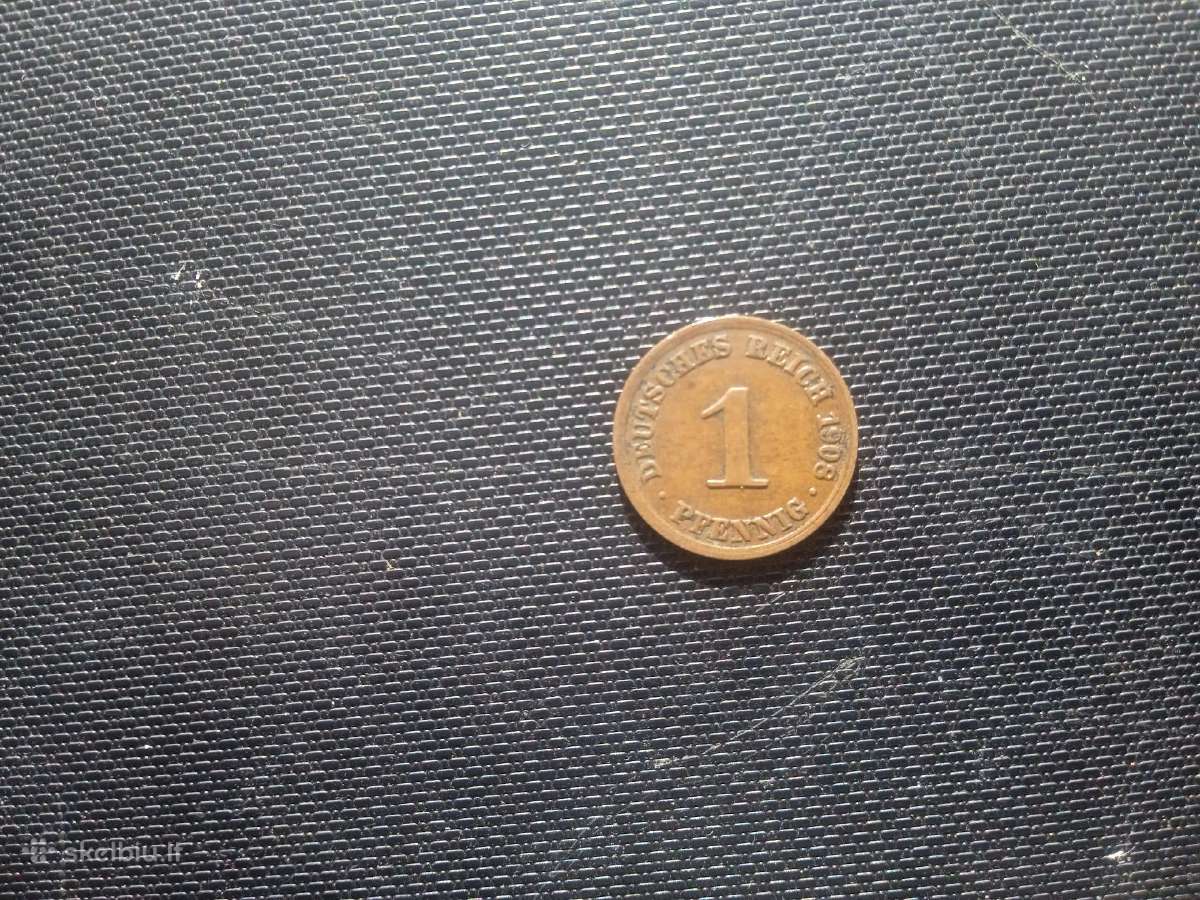 1 pfenigas 1908m Vokietija