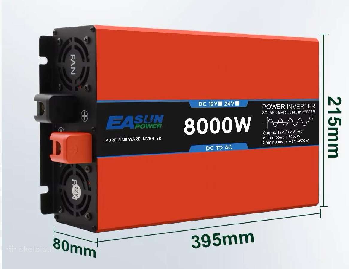 Įtampos keitiklis– inverteris 12-220v 8000w pultel - nuotraukos Nr. 3
