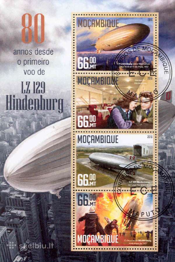 Mozambikas 2016. Dirižablis Hindenburg Klb. (Cto)