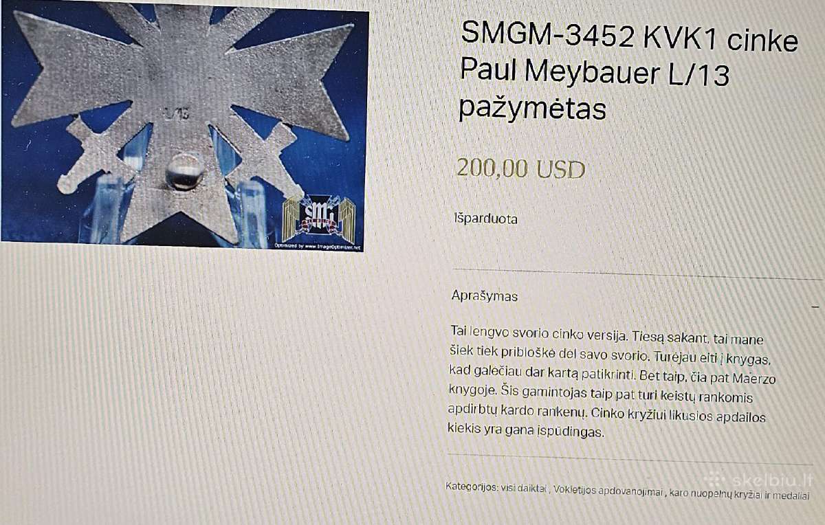 1 laipsnio kryžius ( Kvk) už karinius nuopelnus. - nuotraukos Nr. 7
