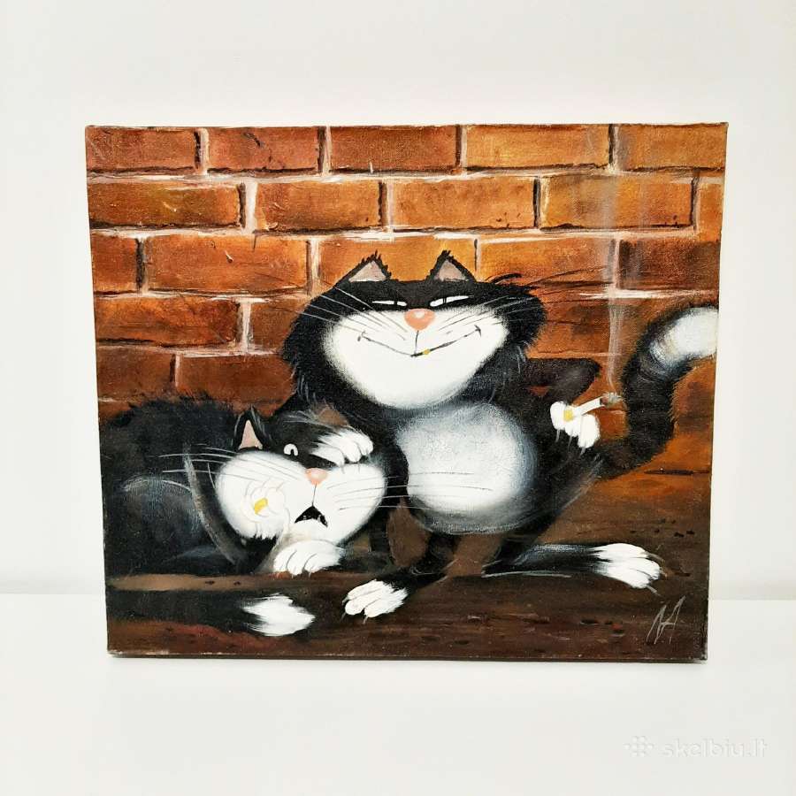 Drobė Katinai Du Draugai 45 x 38 cm - nuotraukos Nr. 2