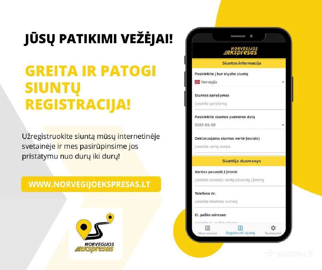 Siuntų pervežimas Lietuva - Švedija -Norvegija!
