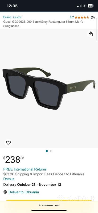 Parduodami Gucci akinukai nuo saules - nuotraukos Nr. 2
