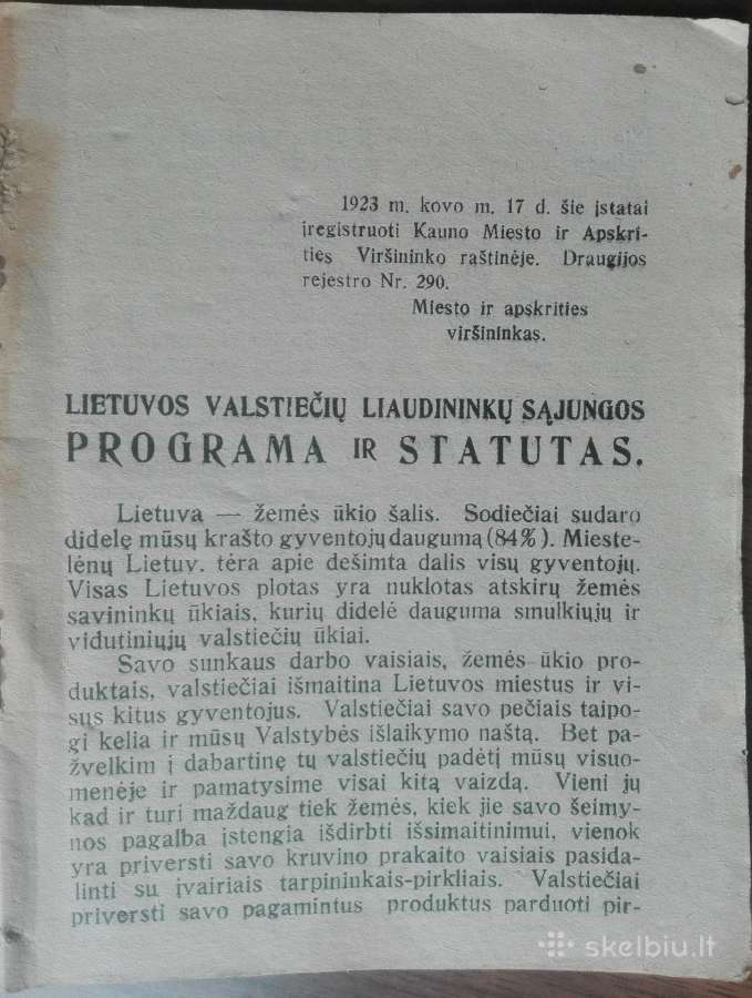 1876. Lietuvos Valstiečių Liaudininkų Sąjungos Pro - nuotraukos Nr. 2