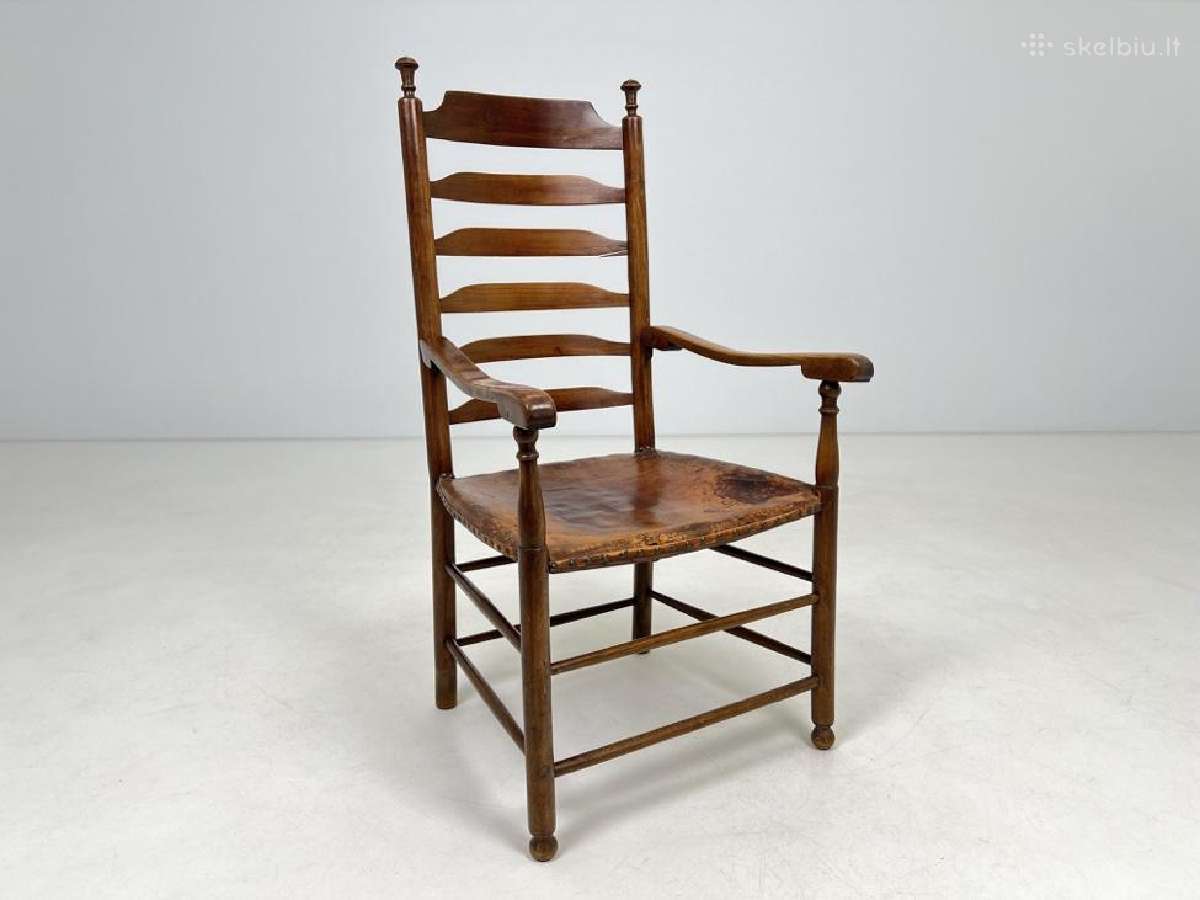 Medinis krėslas su oda